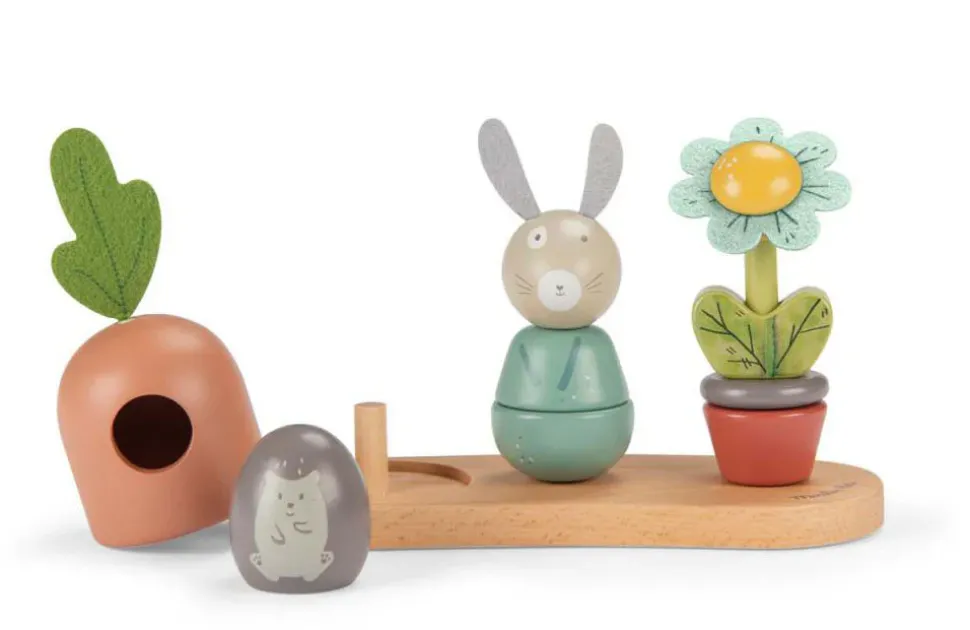 Moulin Roty Three Rabbits Wooden Stacking Toy