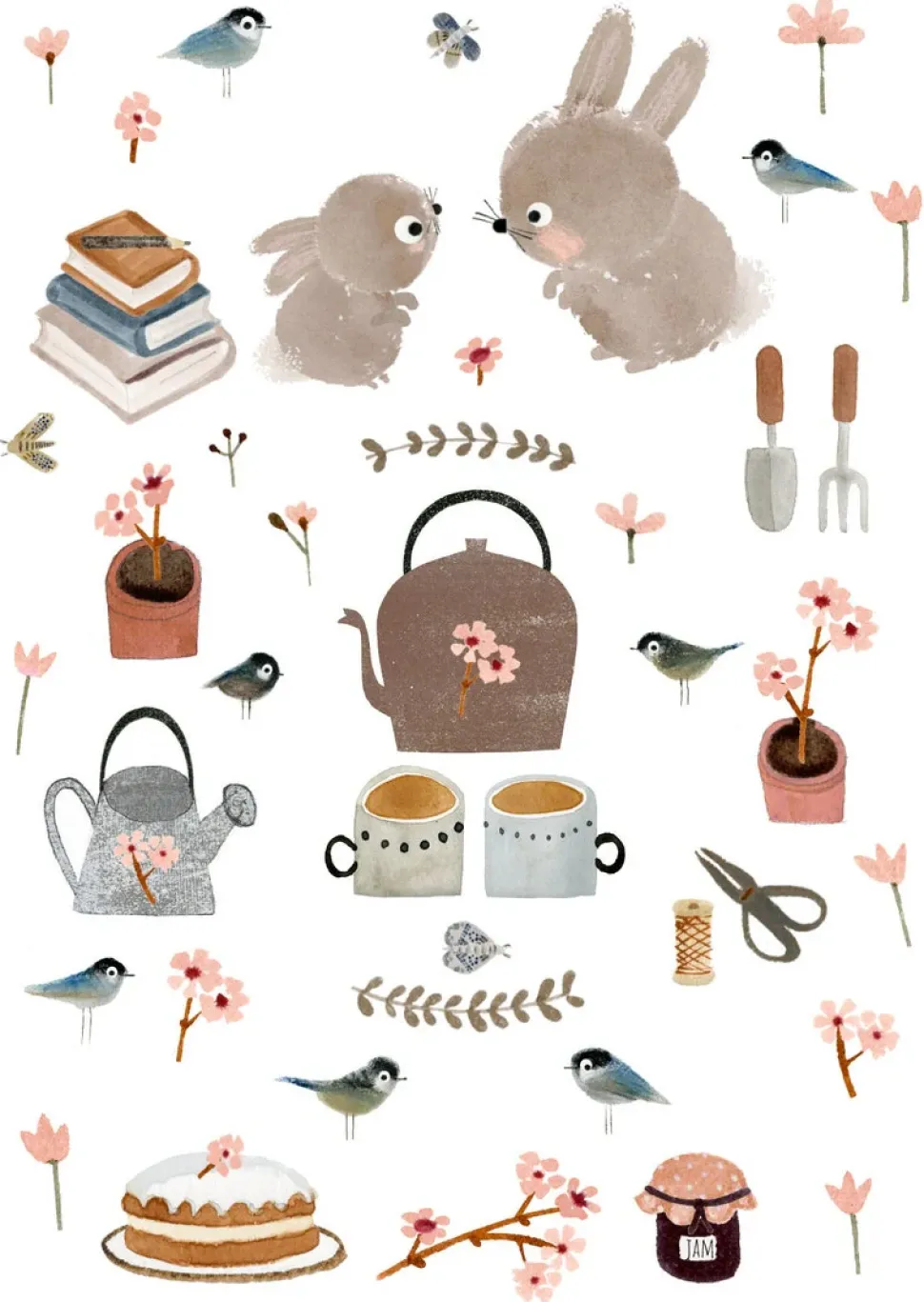 Postcard & Envelope - Bunny Teatime